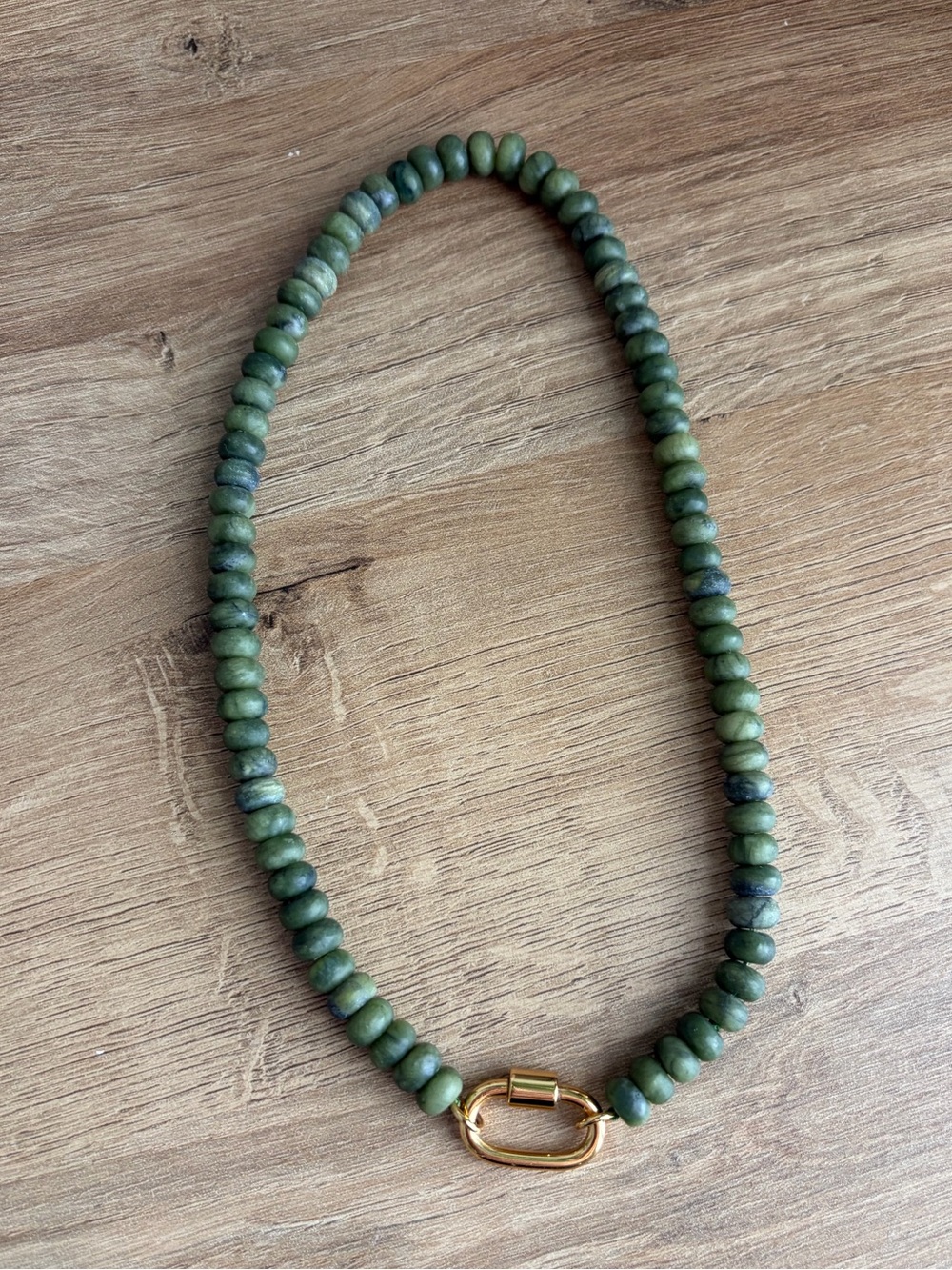 Madewell Green Beaded Necklace with Gold Clasp